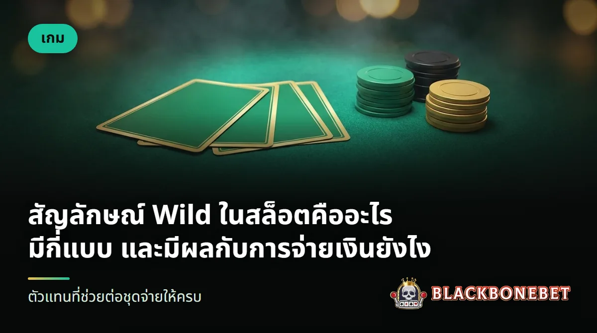 วงล้อสล็อตห้าแถว มีสัญลักษณ์ตัวอักษร W สีทองอยู่ตรงกลาง